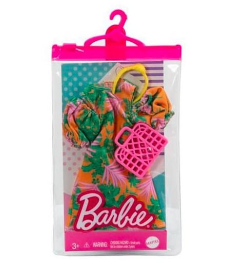 Ubranka Barbie Modne kreacje Kompletna stylizacja Pomarańczowa sukienka Mattel