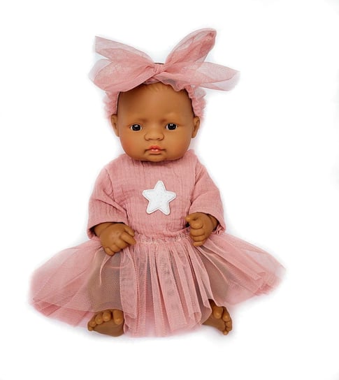 Ubranka dla lalki Miniland 32-38 cm Komplet sukienka+majtki+opaska MUŚLIN Love gifts