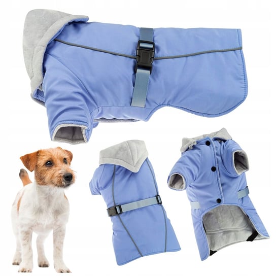 Ubranko dla psa na zimę z ODBLASKIEM ocieplane z kapturem kurtka L Inna marka