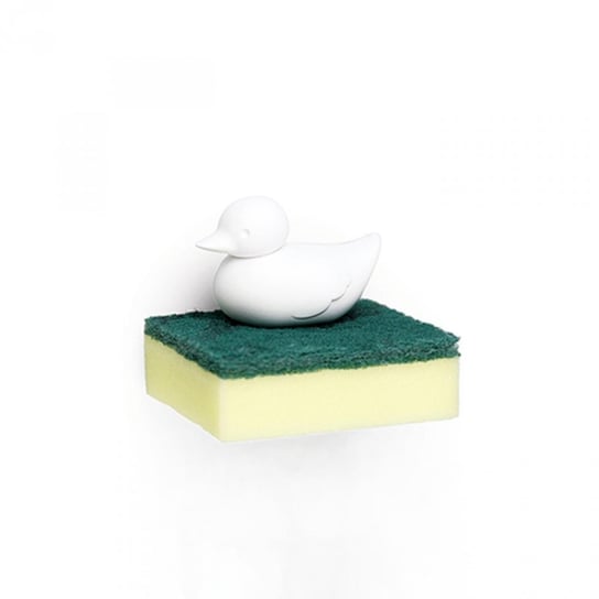Uchwyt na gąbkę w kształcie kaczuszki kąpielowej, QUALY, Duck Sponge, biały, 5x8,5x9 cm Qualy