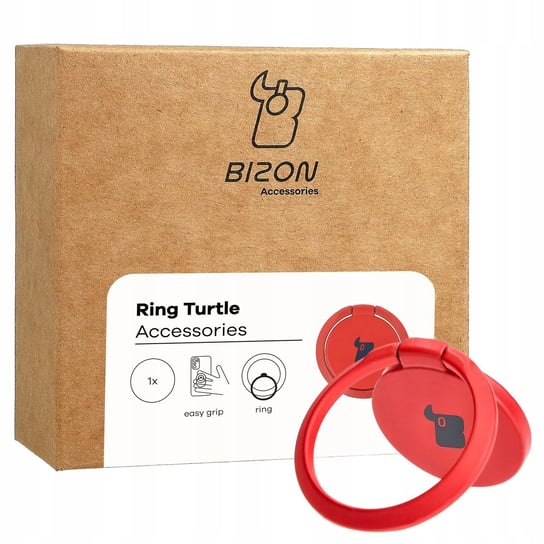 Uchwyt na palec Bizon Accessories Ring Turtle uniwersalny, czerwony Bizon