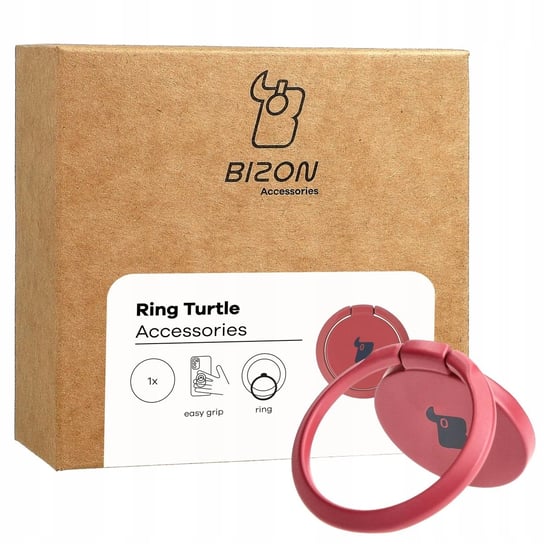 Uchwyt na palec Bizon Accessories Ring Turtle uniwersalny, różowe Bizon