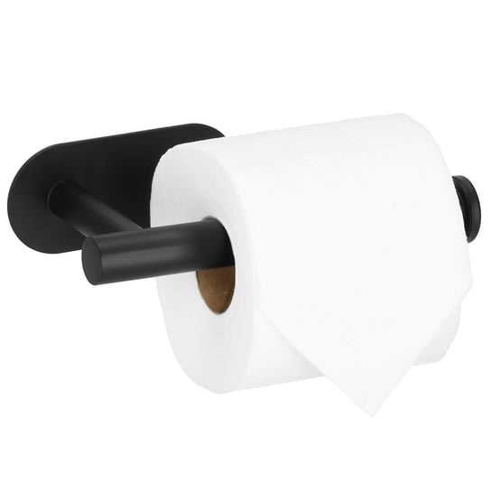 Uchwyt na papier toaletowy stalowy wieszak samoprzylepny czarny Springos