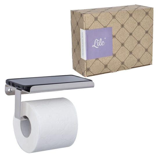 Uchwyt wieszak na papier toaletowy WC z półką ścienny stal polerowana Lile Loft Lile