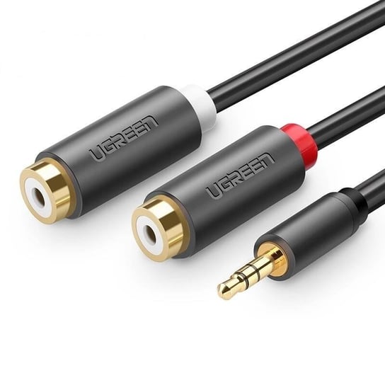 UGREEN 10547 Przewód męski 3,5mm Jack do 2x żeński RCA (Cinch) 0.25m (czarny) uGreen