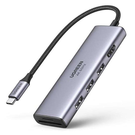 Ugreen 6w1 wielofunkcyjny HUB USB Typ C - 3x USB 3.2 Gen 1 / HDMI 4K 60Hz / czytnik kart SD i TF szary (60383 CM511) uGreen