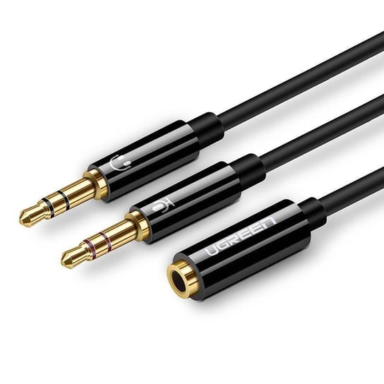 UGREEN AV140 Rozdzielacz audio AUX słuchawki + mikrofon do kabel mini jack 3,5 mm (czarny) uGreen
