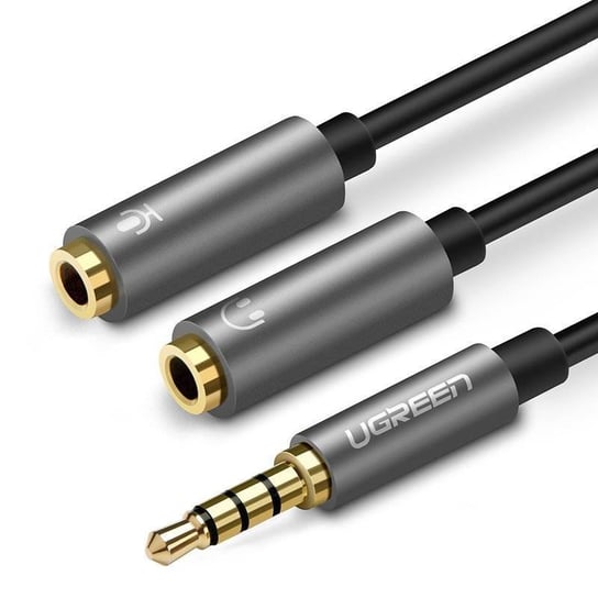 Ugreen kabel przewód rozdzielacz słuchawkowy 3,5 mm mini jack AUX mikrofon 20 cm (mikrofon + wyjście stereo) czarny (AV141 30620) uGreen