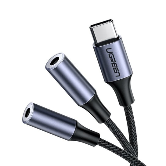 Ugreen kabel przewód rozdzielacz słuchawkowy USB Typ C - 2x 3,5 mm mini jack AUX 20cm szary (30732) uGreen
