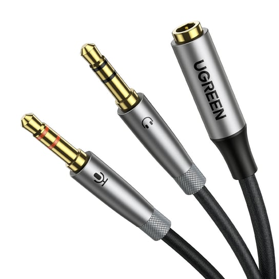 Ugreen kabel rozdzielacz AUX 3,5 mm mini jack (żeński) - 2x 3,5 mm mini jack (męski - mikrofon i słuchawki) srebrny (AV193 50255) uGreen