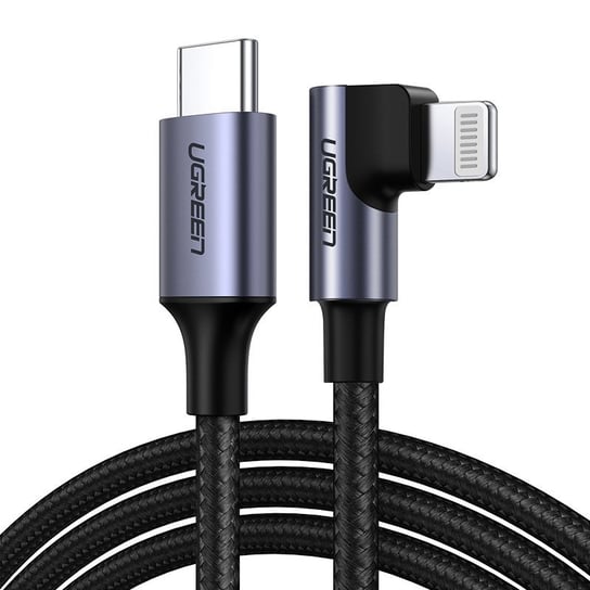 Ugreen MFI kątowy kabel przewód z bocznym wtykiem USB Typ C - Lightning Power Delivery 3 A 1,5 m szary (60764 US305) - 1,5 || 1 || 5 uGreen
