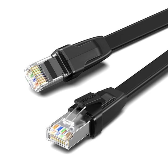 UGREEN NW134 Płaski kabel sieciowy z metalowymi wtyczkami, Ethernet RJ45, Cat.8, U/FTP, 0.5m (czarny) uGreen