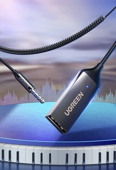 Ugreen odbiornik dźwięku Bluetooth 5.0 kabel USB adapter audio AUX jack czarny (70601 CM309) uGreen