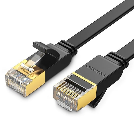 Ugreen płaski kabel przewód internetowy sieciowy Ethernet patchcord RJ45 Cat 7 STP LAN 10 Gbps 5 m czarny (NW106 11263) Inna marka