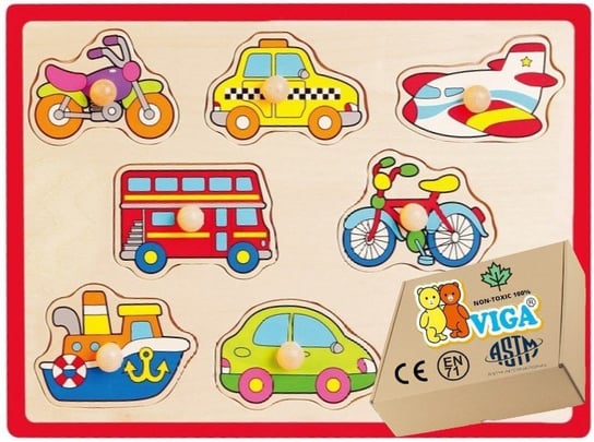 Układanka Drewniana AUTA Dla niemowląt Puzzle Sorter Zabawki Edukacyjne Drewniane sensoryczne Viga PakaNiemowlaka