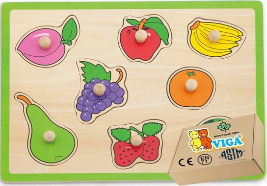Układanka Drewniana OWOCE Dla niemowląt Puzzle Sorter Zabawki Edukacyjne Drewniane sensoryczne Viga PakaNiemowlaka