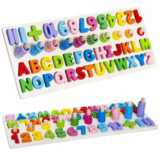 Układanka Drewniana Sorter Klocki Alfabet Litery i Cyfry Zabawka dla Dzieci Artemis