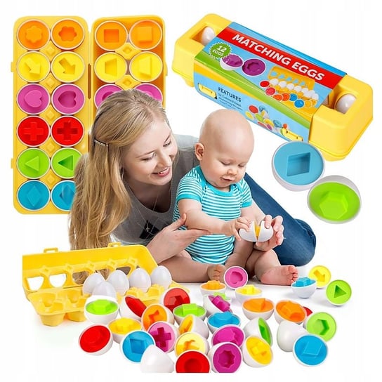 Układanka Edukacyjna Sorter Jajka Puzzle Montessori Zabawka Dla Malucha AIG