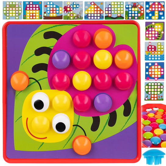 Układanka Guzikowa Mozaika Edukacyjna Montessori Grzybki Trening dla Dzieci KRUZZEL Kruzzel