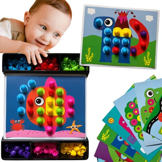 Układanka Guzikowa Mozaika Edukacyjna Mozaika Montessori Trening Rączki Inna marka