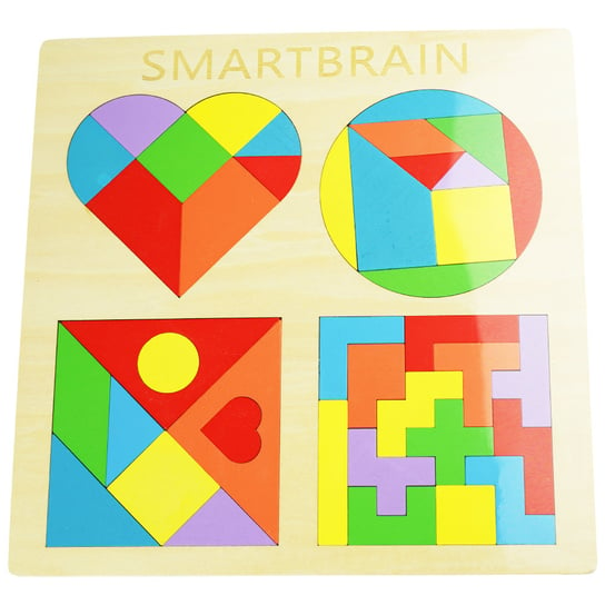 Układanka logiczna 4w1 puzzle drewniane mozaika tetris tangram KinderSafe