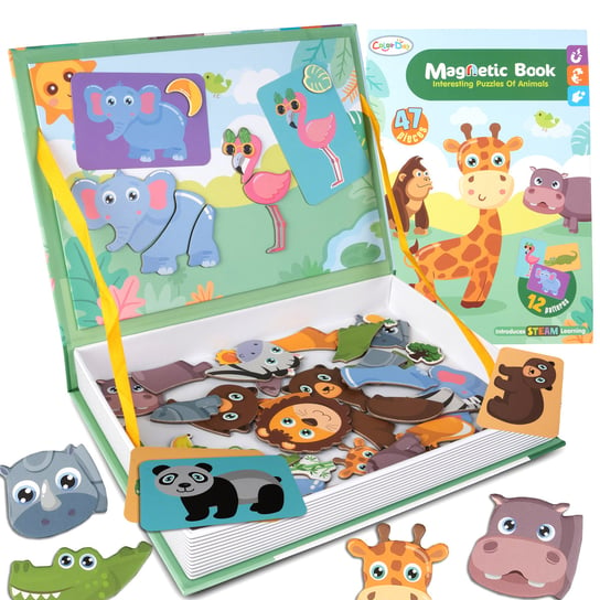 Układanka Magnetyczna Puzzle Zwierzęta Montessori MalPlay