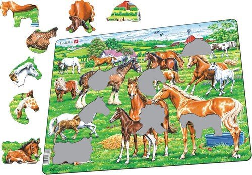 Układanka Piękne konie różnych ras, maści i rozmiarów 33 elementy Larsen