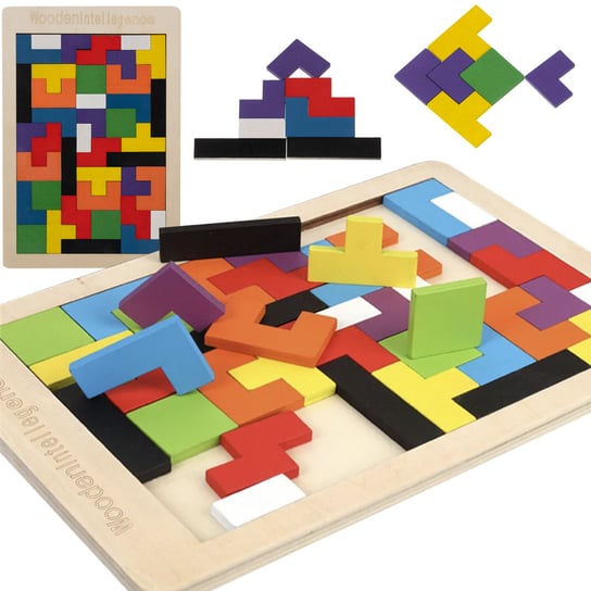 Układanka Puzzle Klocki Drewniane Gra Zabawka Logiczna Edukacyjna 40 el KRUZZEL Kruzzel