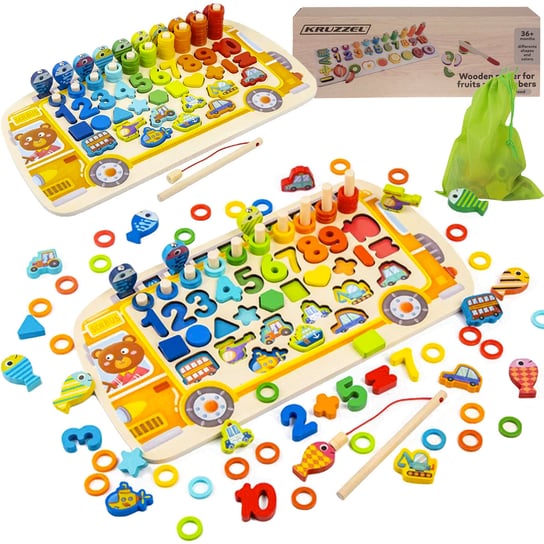 Układanka Sorter Drewniana Montessori Edukacyjna Klocki Zabawka dla Dzieci KRUZZEL Kruzzel