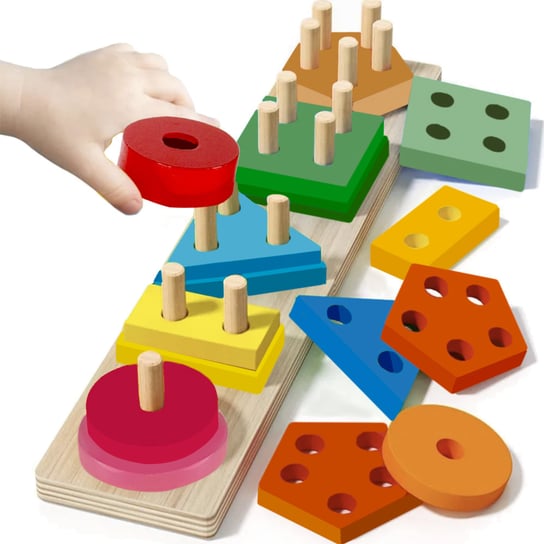 Układanka Sorter Drewniana Montessori Klocki Edukacyjna Zabawka Sensoryczna Kruzzel