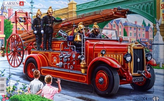 Układanka Wóz strażacki w drodze 16 elementów Larsen