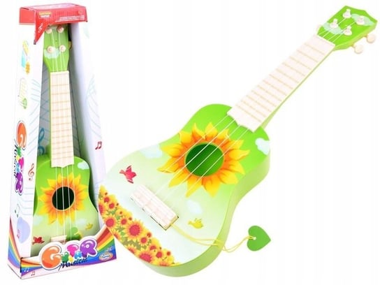Ukulele plastikowa gitara zabawka zielona słonecznik gitara dla dziecka Inna marka