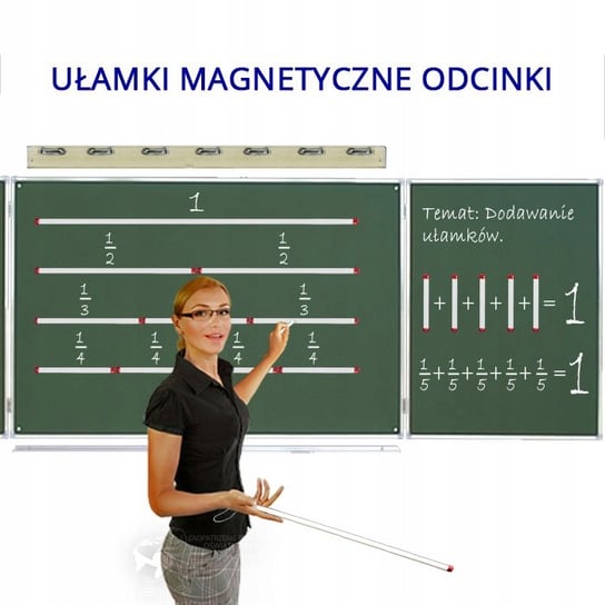 Ułamki - odcinki tablicowe magnetyczne + wskaźnik PHU Lewandowski
