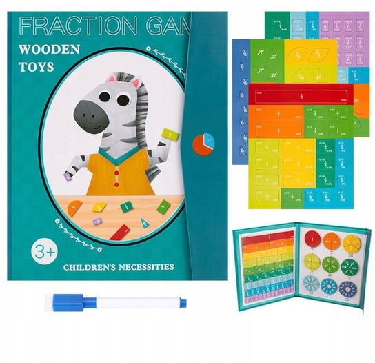 Ułamki zabawka Montessori matematyka magnetyczne puzzle pisak zmazywalny MMN