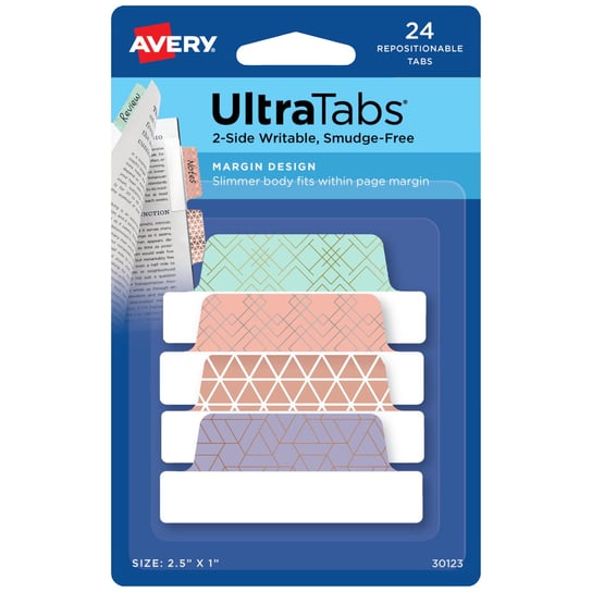 Ultra Tabs samoprzylepne zakładki indeksujące, kolorowe ze wzorem, 63,5 x 25,4, 24 szt., Avery Zweckform AVERY Zweckform