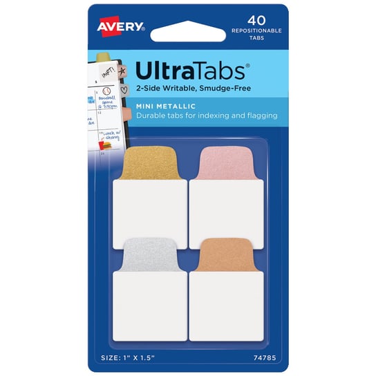 Ultra Tabs samoprzylepne zakładki indeksujące, metaliczne, 25,4 x 38,1, 40 szt., Avery Zweckform AVERY Zweckform