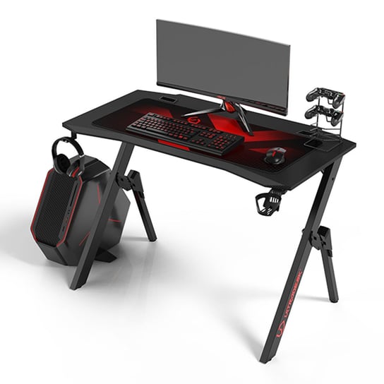 ULTRADESK Biurko dla gracza ACTION V2, 110x59 cm, 75 cm, z podkładką pod mysz XXL, uchwyt na słuchawki i napój ULTRADESK