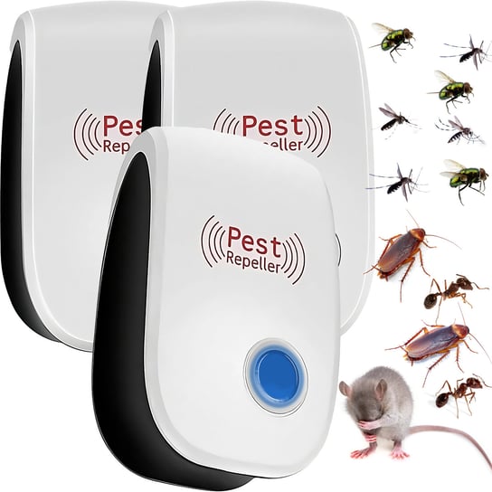 Ultradźwiękowy Odstraszacz Gryzoni Myszy Zwierząt 3 Szt  Zestaw retoo