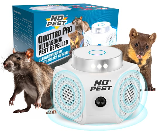 Ultradźwiękowy Odstraszacz Gryzoni NO PEST Urządzenie Odstraszające na Myszy Szczury Kuny Łasice i Inne Gryzonie Quattro Pro Ultrasonic Pest Repeller NO PEST
