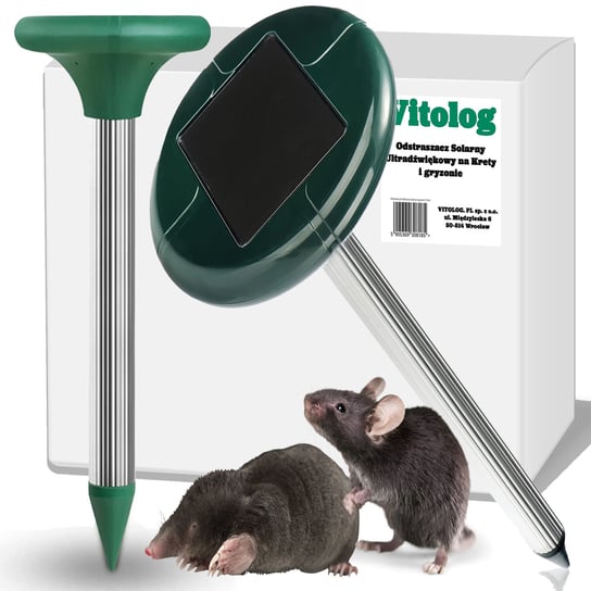 Ultradźwiękowy Odstraszacz Solarny na Krety Myszy Szczury Gryzonie Nornice Vitolog