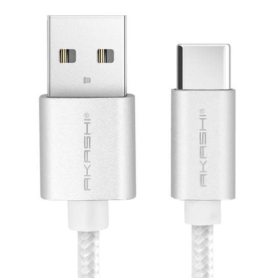 Ultraodporny nylonowy kabel Akashi USB na USB-C 1m – biały Akashi