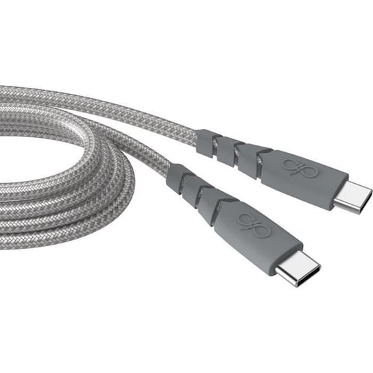 Ultrawzmocniony kabel USB C/USB C 2 m 5 A Dożywotnia gwarancja Szary – plastik wykonany w 100% z recyklingu Force Power Inna marka