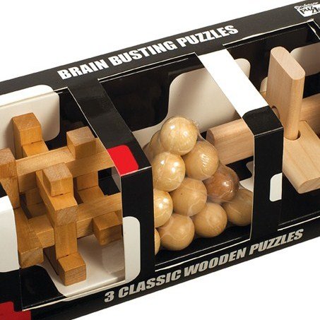 Umysłowy krach, 3 łamigłówki, drewniane, zestaw Professor Puzzle