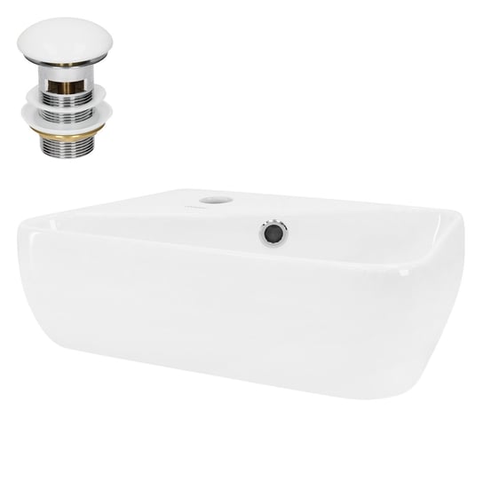 Umywalka ceramiczna z wyciąganym odpływem Umywalka do spłukiwania ręcznego 450x270x130 mm ML-DESIGN