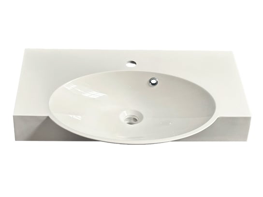 Umywalka nablatowa, asymetryczna, biała, 70 x 47 cm IdealStones
