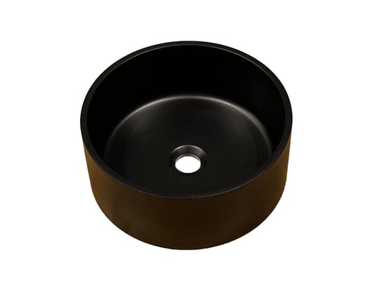 Umywalka nablatowa, okrągła, czarna, średnica 37 cm, marmur syntetyczny IdealStones