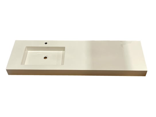 Umywalka nablatowa, prostokątna, biała, 169 x 50 cm IdealStones