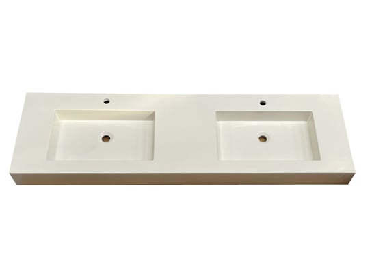 Umywalka nablatowa, prostokątna, biała, 169 x 50 cm IdealStones