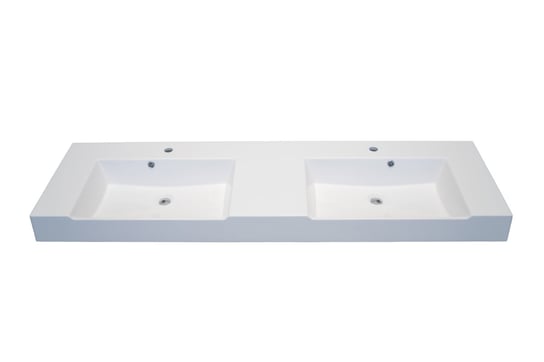 Umywalka nablatowa, prostokątna, biała, 171 x 51 cm IdealStones
