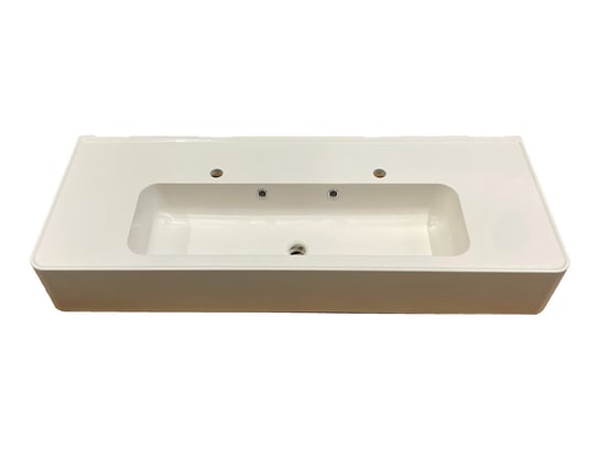 Umywalka nablatowa, zaokrąglona, biała,  130 x 55 cm IdealStones